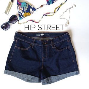 OLD NAVY Semi Fitted Stretch Indigo Cuffed Jean Shorts 6 NWOT